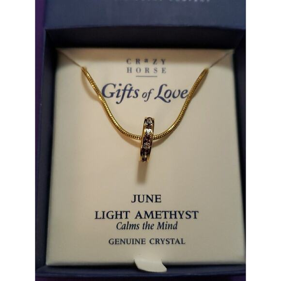 Crazy Horse Liz Claiborne June Light Amethyst Genuine Crystal Pendant Necklace - Picture 2 of 9